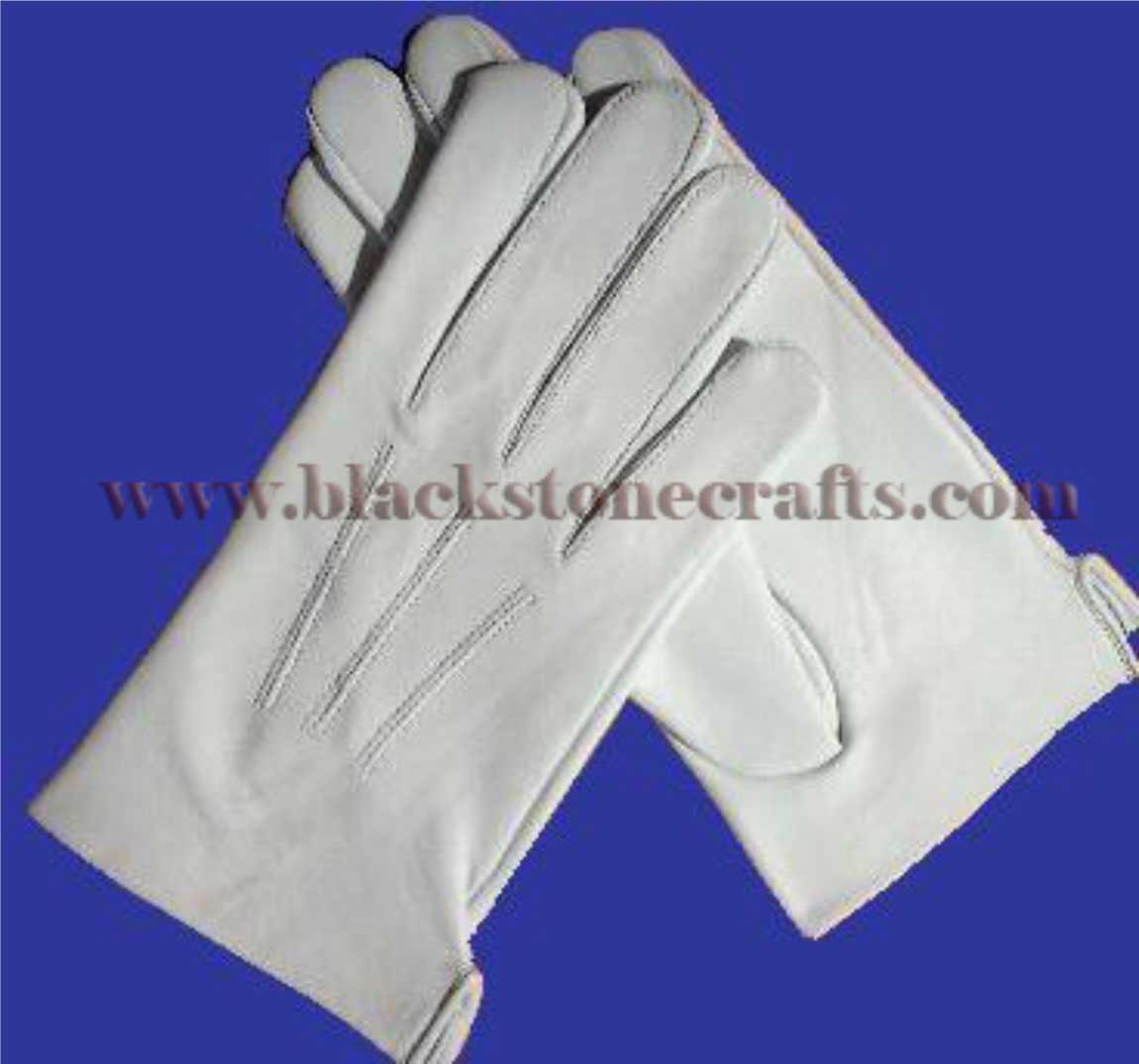  White Leather Masonic Gloves